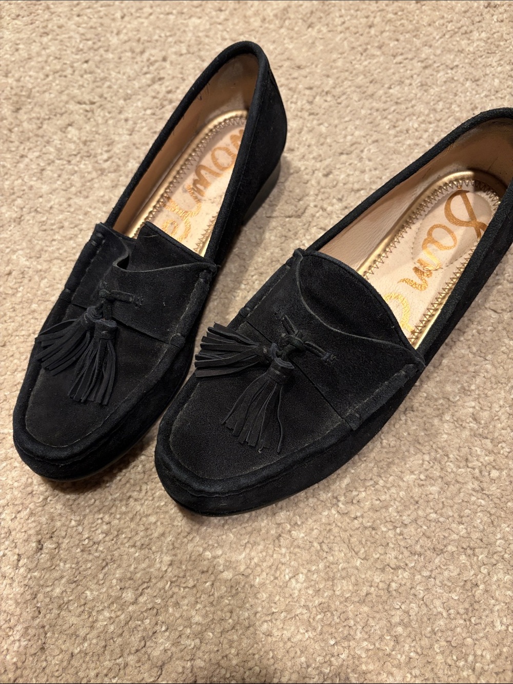 Sam Edelman Black Suede Tassel Loafers